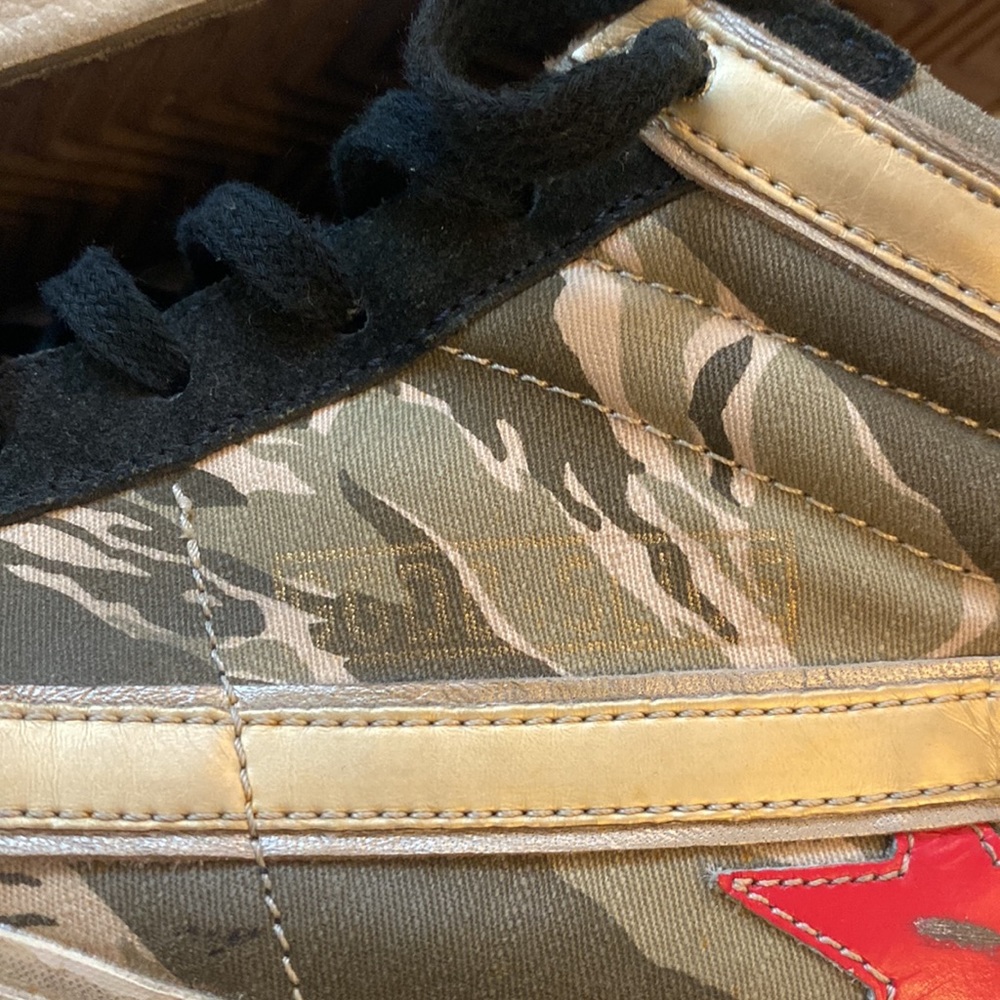 Golden Goose High-Top Sneakers in Black, Tan & Red - Picture 6 of 12